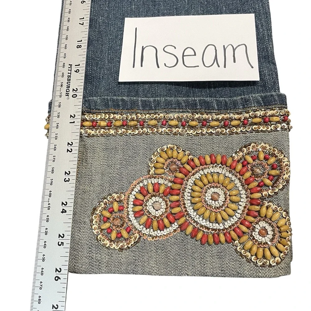 Vintage NWT Cache Beaded Set Y2K Coastal Resort Beachy Boho Jeans Sz 8‎ Tank L